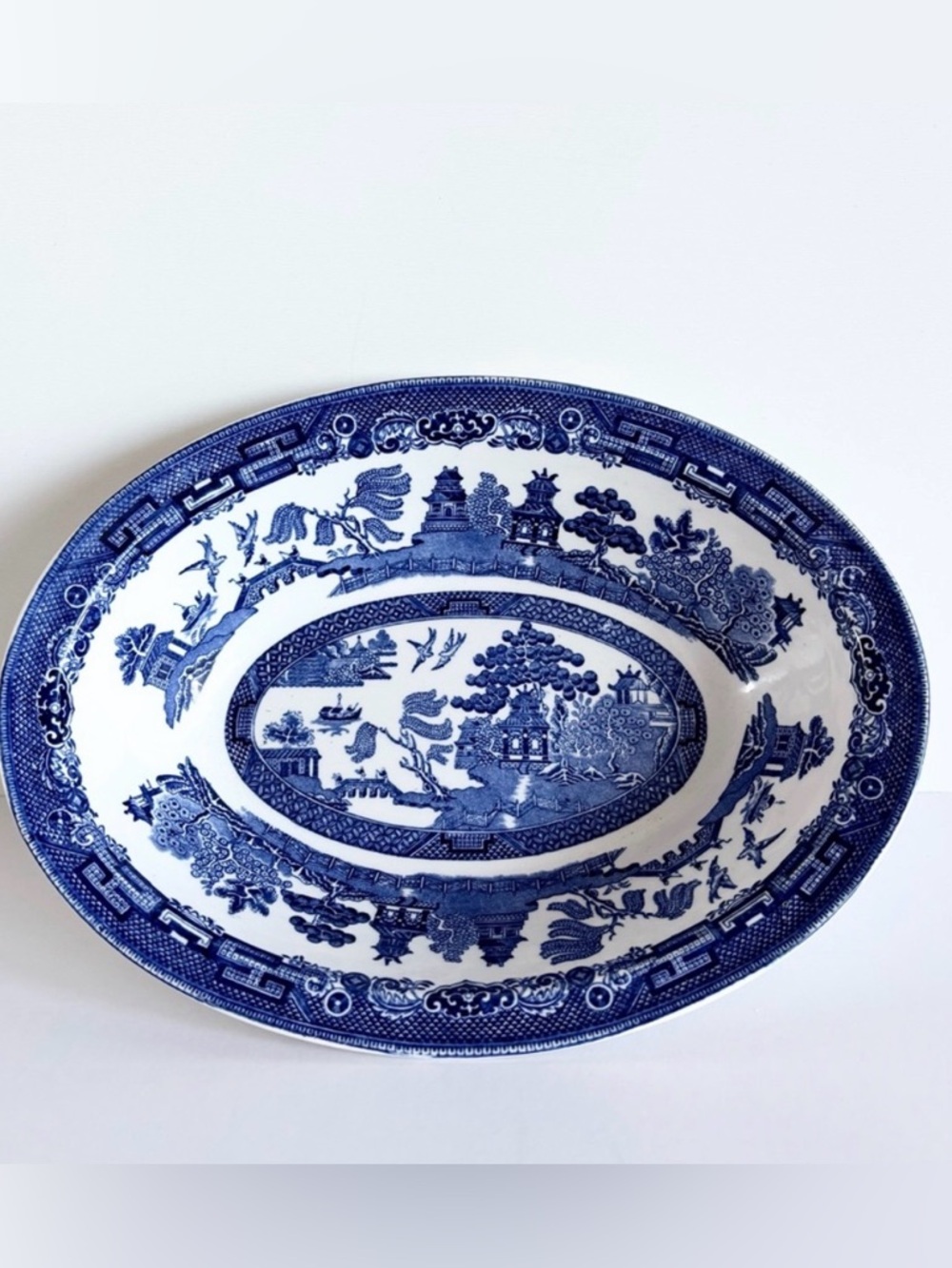 Vintage Johnson Bros Willow Blue 9 inch Vegetable Bowl England